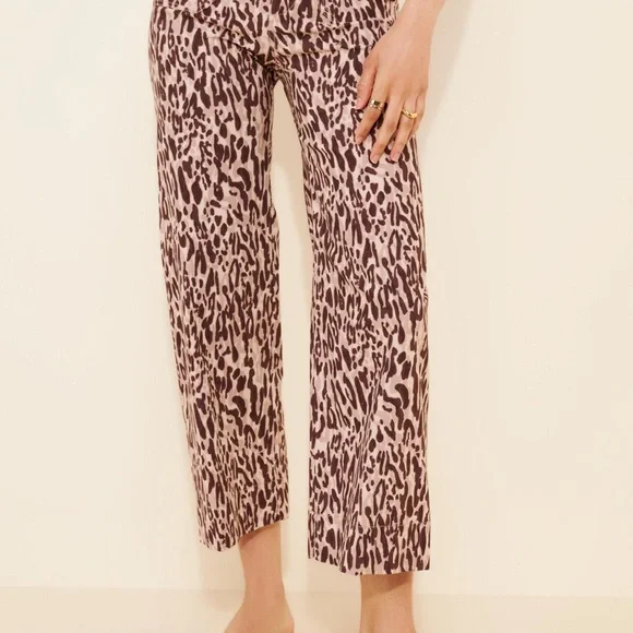 Anthropologie Colette Maeve Leopard Cheetah Wide Leg Pants - Picture 2 of 5